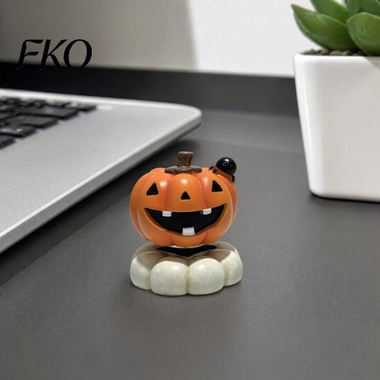Indoor Halloween Ornaments Spooky Figurine, Small Resin Rotating Ghost Skull Pumpkin Gravestone Fall Farmhouse Decor Statue, Collectible Tabletop