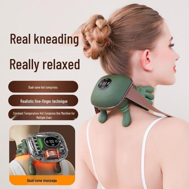 LCD Shoulder & Neck Massager for Cervical Spine and Trapezius Muscles Digital Display Massager зелёный