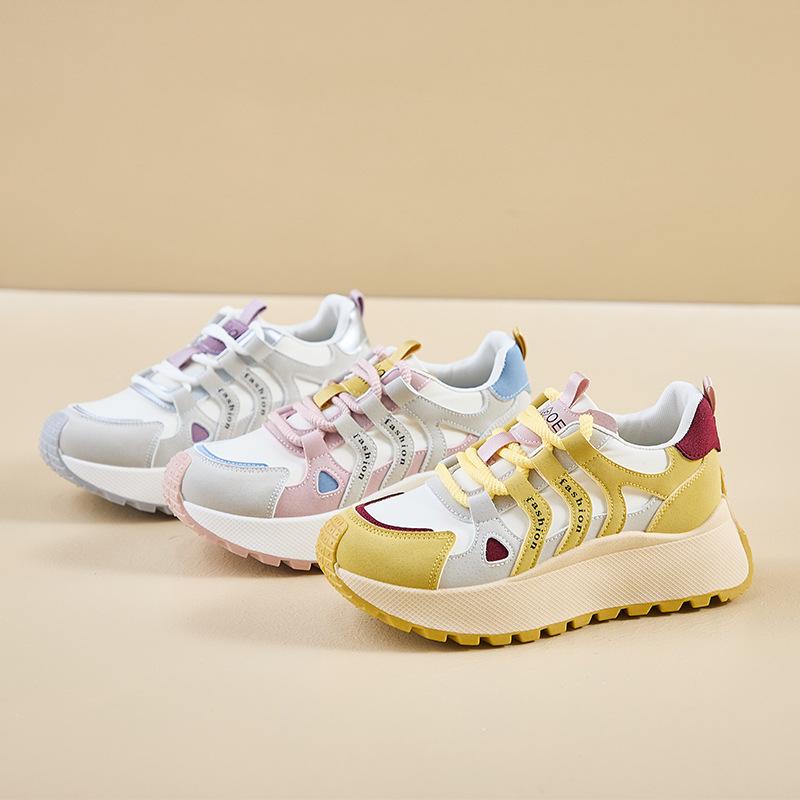 Fashion 2024 Spring New Thick Sole Sports Style Casual Shoes Comfortable Colored Sneakers Fashion Versatile Women's Shoes