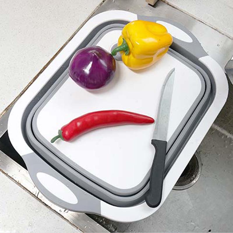 New Folding Cutting Board Dish Basket Multifunction Collapsible Chopping Board Fruit Vegetable Basket