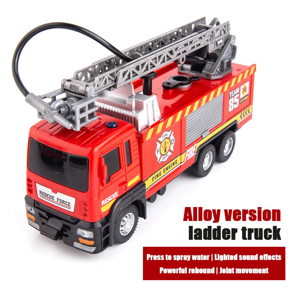 Non-Toxic Water Spray Fire Truck Toy Simulation Alloy Sound And Light Ladder Rescue Fire Truck Car Model Children'S Toys Birthday Gift