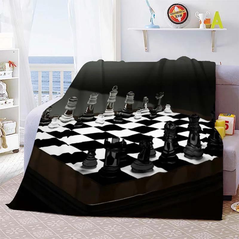Chess Printed Flannel Blanket Chess Lovers Gift Blanket Blanket