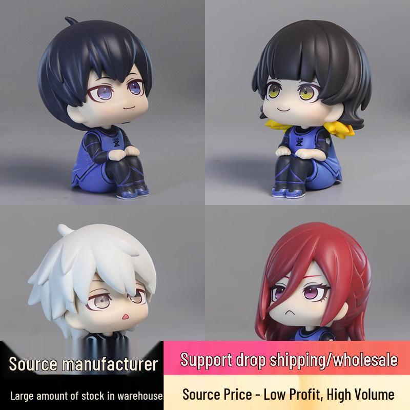 Blue Lock Q Version Figures: Yoichi Isagi, Meguru Bachira, Seishiro Nagi, Hyoma Chigiri - Doll PC Case Ornament