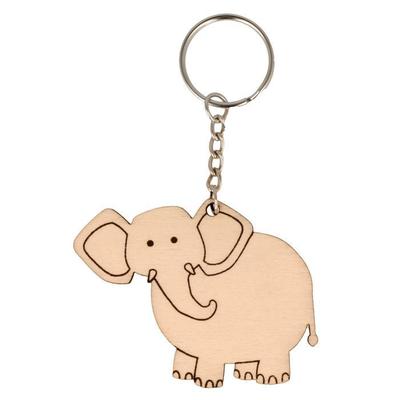 Wooden Elephant Keychain