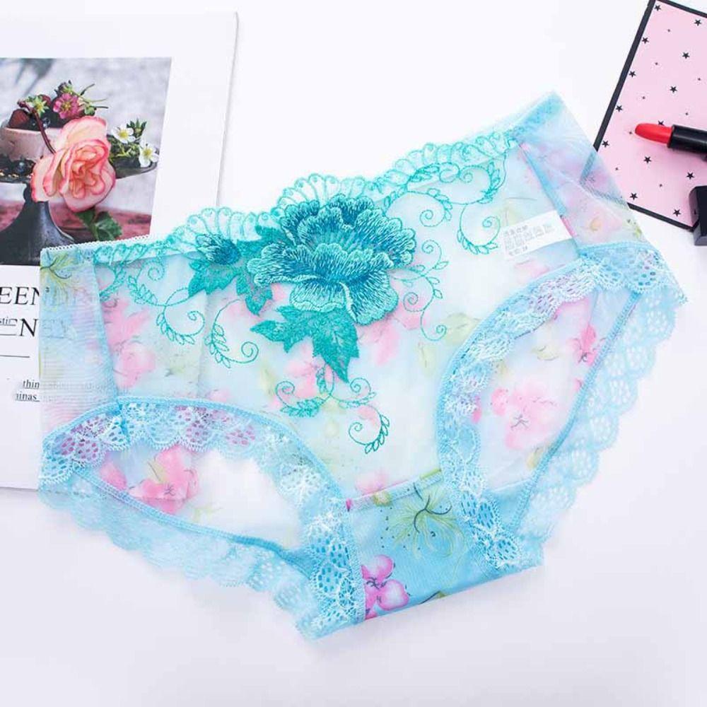 4Pcs Plus Size Lace Flower Underpants Transparent Underwear for Women Lace Seamless Briefs  Gifts