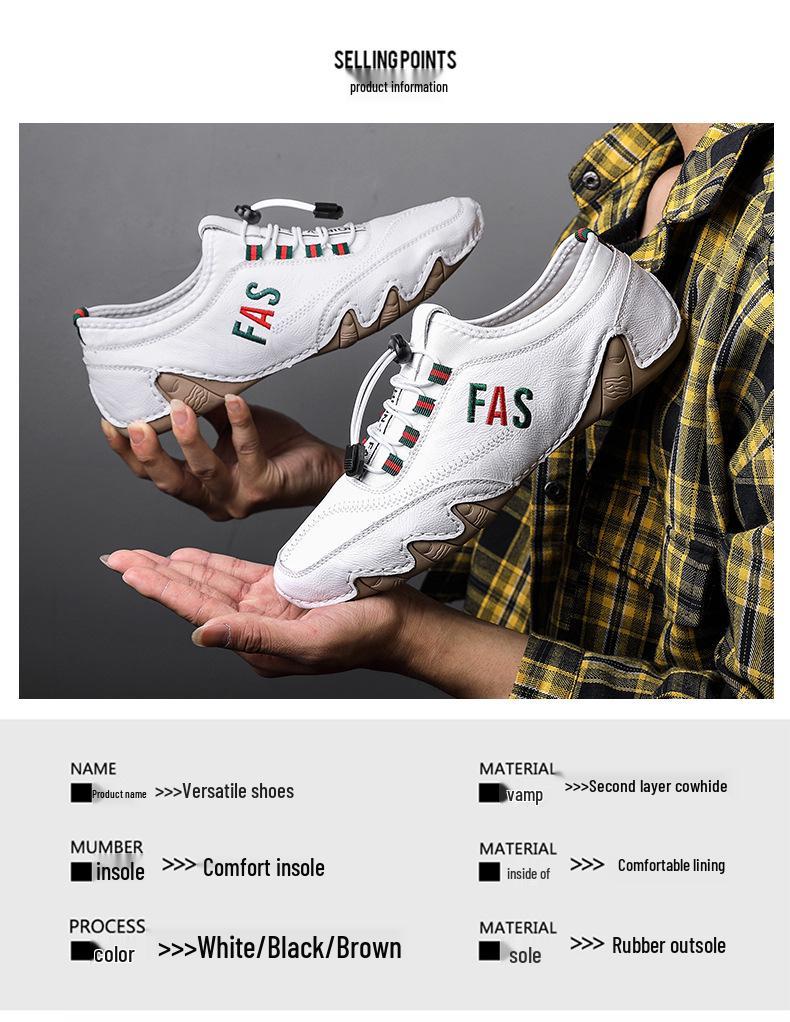 Men's Plus Size Casual Leather Moccasins: Spring/Summer British Style in Cowhide