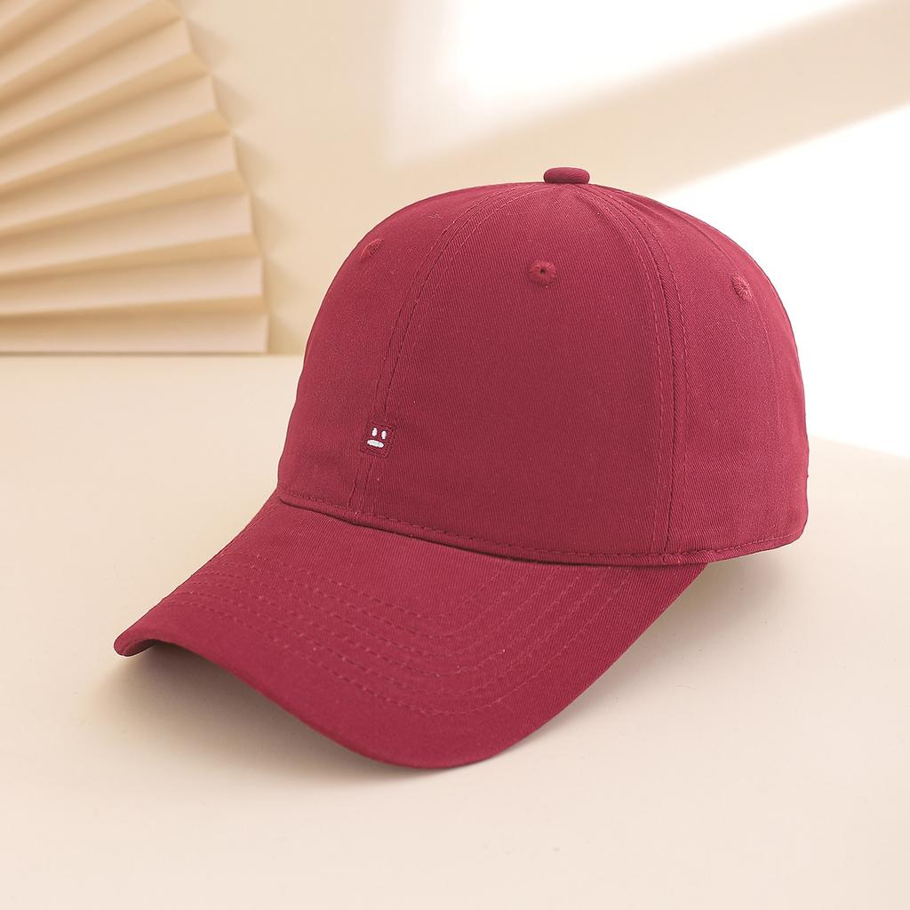 A Solid-color Embroidered Smiling Face Adjustable, Simple and Versatile Baseball Cap for Daily Home Leisure and Entertainment