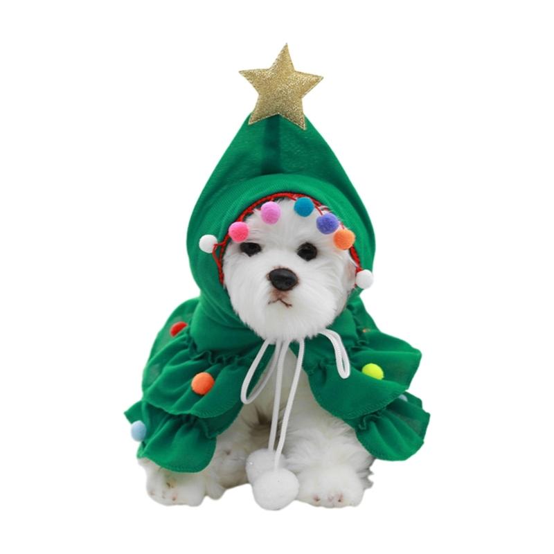Cat Cloak Cape Christmas Tree for Small Medium Girl Dogs, Cat Wedding Costume Adjustable Cloak Cape
