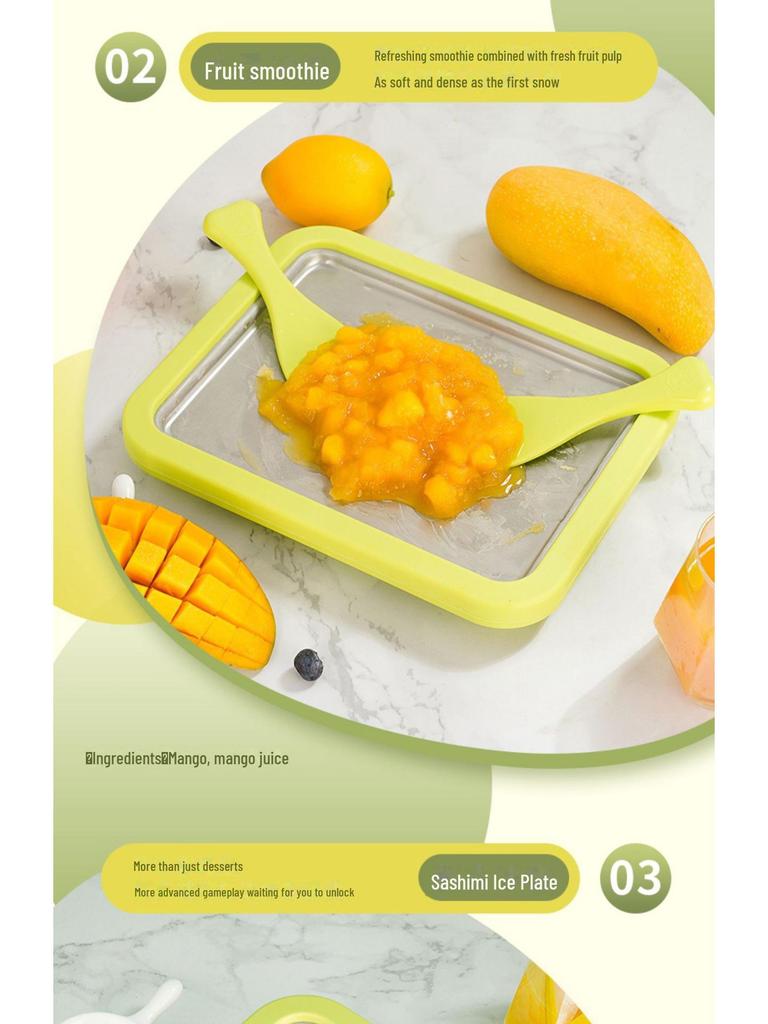 DIY Fried Yogurt & Ice Cream Maker - Home Use, Kid-Friendly Ice Tray, 304 Stainless Steel