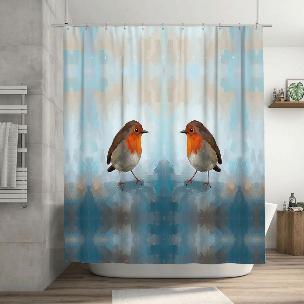 Bird Shower Curtain Forest Animals Nature Decor Waterproof Bathroom Set Vintage Rustic Farmhouse Home Decor Scenic Wall Hanging