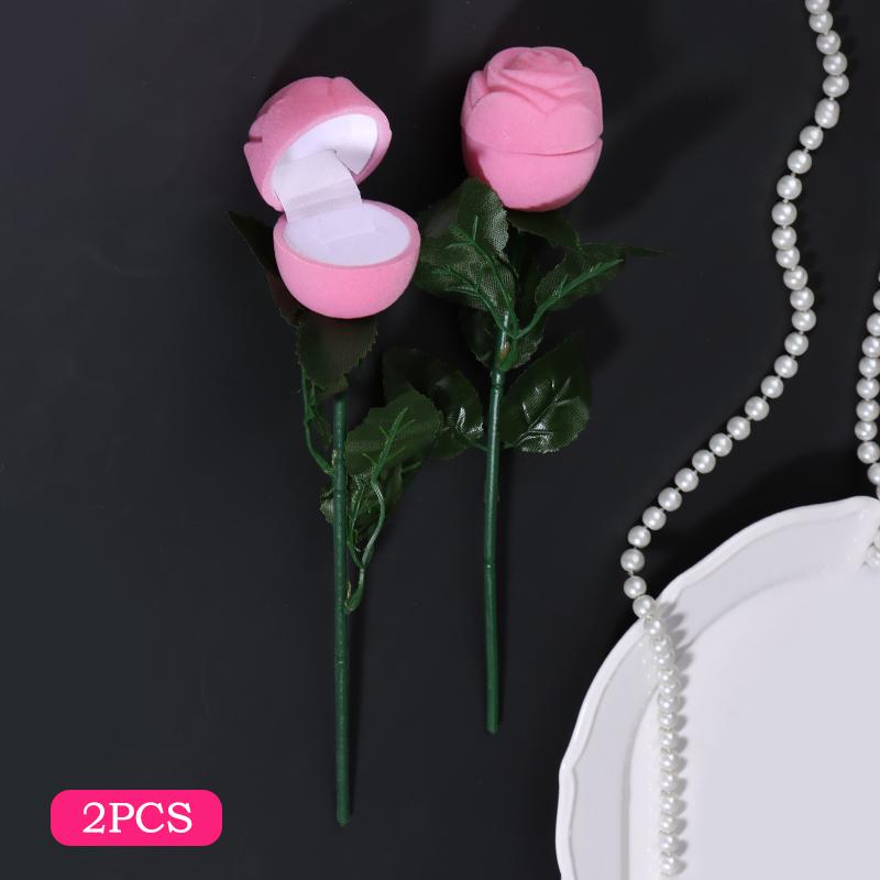 Flocked Heart Shaped Rose Ring Box Velvet Engagement Display for Marriage Proposal Valentines Day Party
