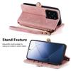 For Xiaomi 14T Pro Zipper Wallet Case Geometry Lines Leather Phone Cover with Strap
