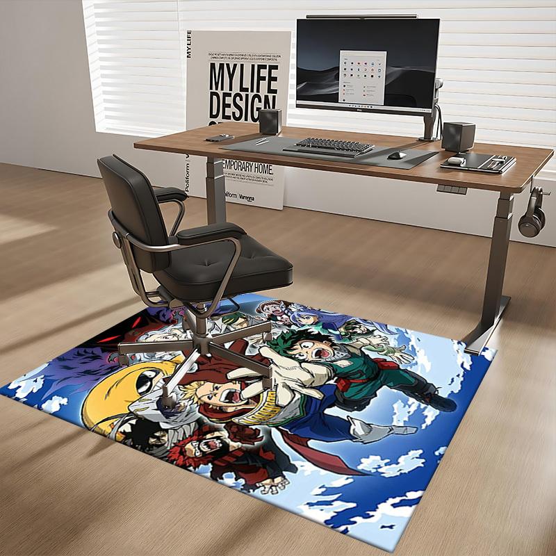 1pc My Hero Academia Chair Mat - Anime Cartoon Design Office Desk Pad, Non-Slip Carpet for Home Decor, Suitable for All Seasons.T054