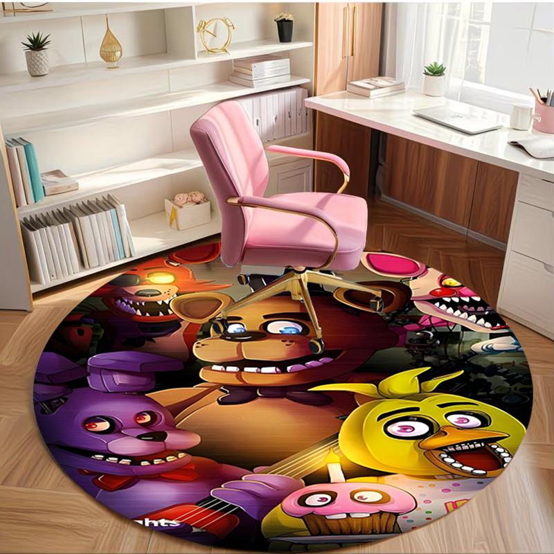 Five Nights at Freddy's Print Round Rug, Washable Floor Carpet, For Entryway Dorm Laundry Room Office Study, Home Decor Birthday Christmas Gift