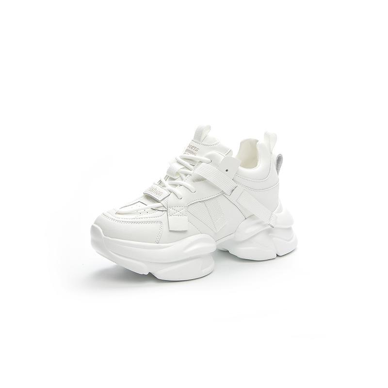 Platform Dance Shoes Women's Autumn Tide Leather Surface Soft Sole Sports Casual Shoes Heightening Shoes Dad Shoes