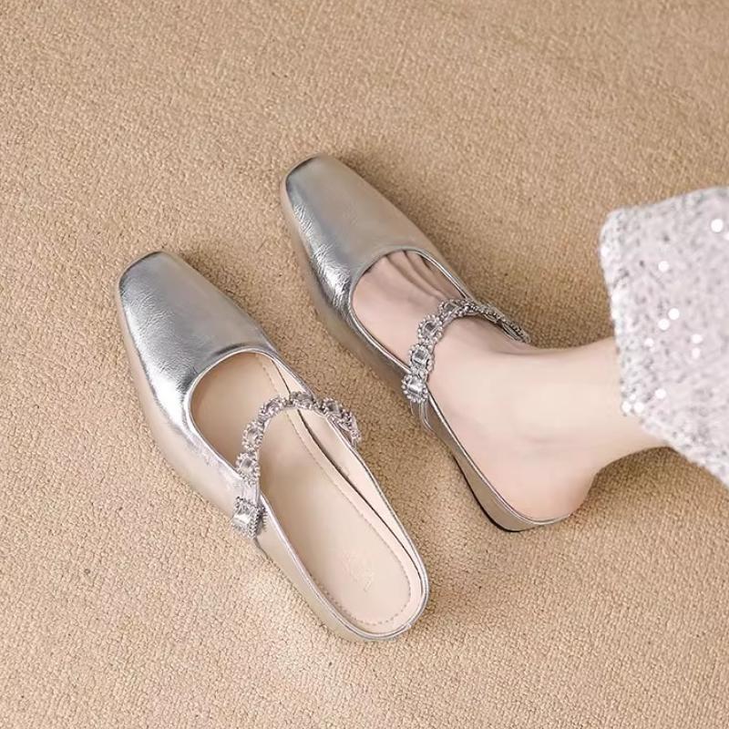 Fashion 2025 New Women's Shoes Light Mouth Square Mule for Women's Wedge Slippers Soft Slide Fashion New Comfortable Buckle