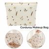 Large Capacity Corduroy Makeup Bag Corduroy Soft Zipper Cosmetic Pouch Fall Leaves Floral Print Travel Organizer