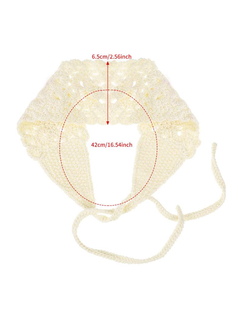 1 flower-hollowed-out knitted hair band, colorful woven ribbon, versatile hair accessory, cute girl's hair band