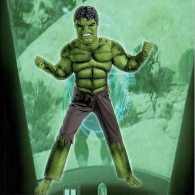 Hulk The Avengers Muscle Mask Costume Boys Cosplay Kids Carnival Fantasy Clothes Style B,Tag S=US XXS