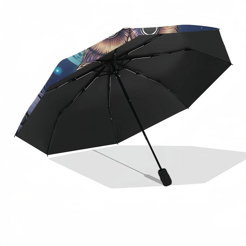 1pc Fantasy Night Owl with Moon Umbrella with Plastic Handle,Suitable for All Seasons Home Travel Outdoor UmbrellaDD675