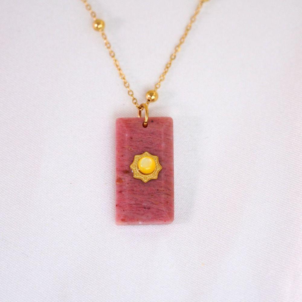 Pendant Square Neck Chain Vintage Sweater Chain Korean Chic Sun Stone Necklace  Women