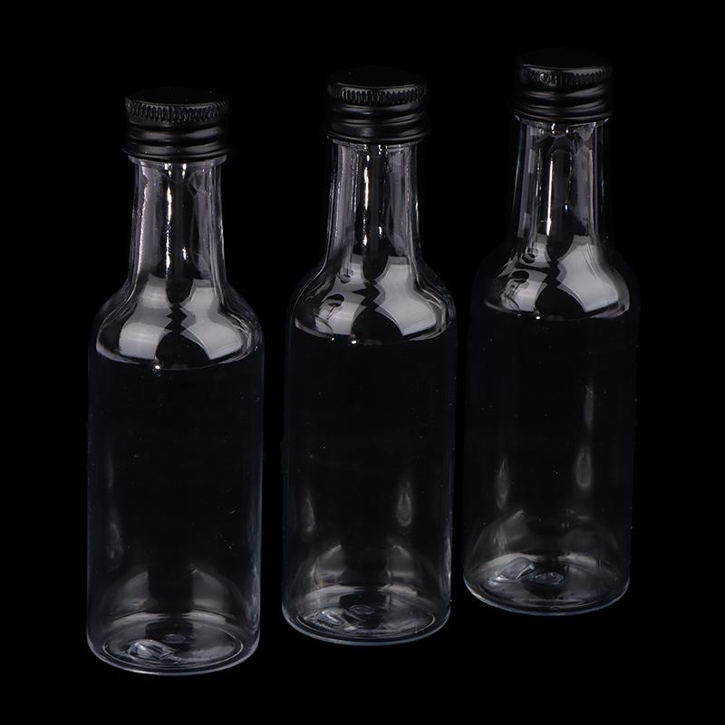 6 stk 50 ml Mini Klare PET Påfyllbare Vinflasker Små Flasker For Fest Bryllup Likørflasker Med Lekkasjesikkert Skrulokk