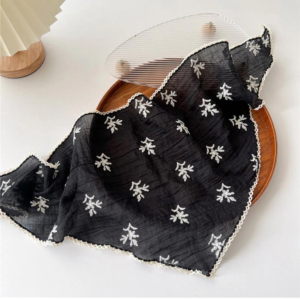 2025 Summer Pure Color Triangle Scarf Women Cotton Linen Scarves Solid Color Scarves Decorative Korean Version Shawls Handmade