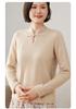 2025 Fall/Winter Women's Cashmere Sweater: Chinese Style Stand Collar with Frog Button, Warm Loose Fit Base Layer.