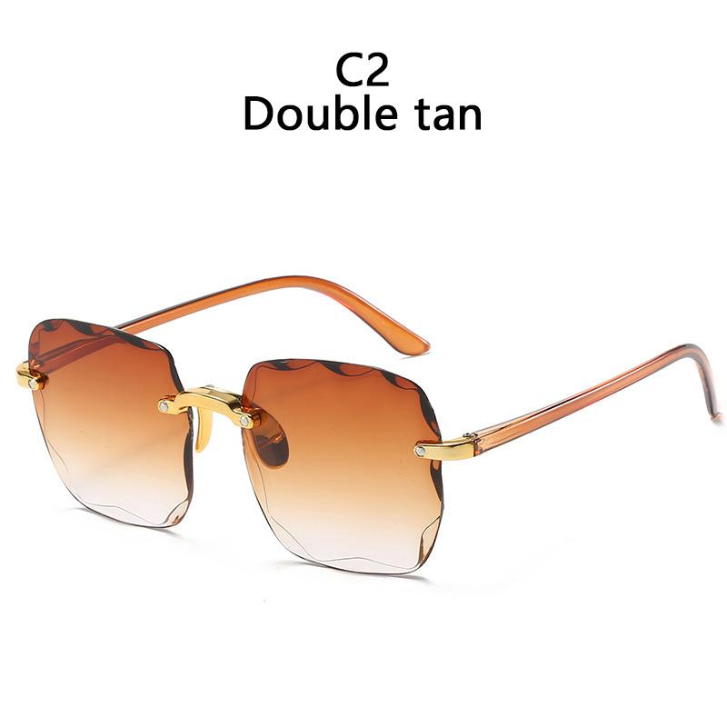 Rectangular Sun Glasses Glasses Female Designer Style Style Trendy Rimless Gradient Sun Eyeglasses Shades Cutting Lens Ladies Frameless Glasses