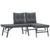 3 Piece Outdoor Seating Set with Cushions Black Steel