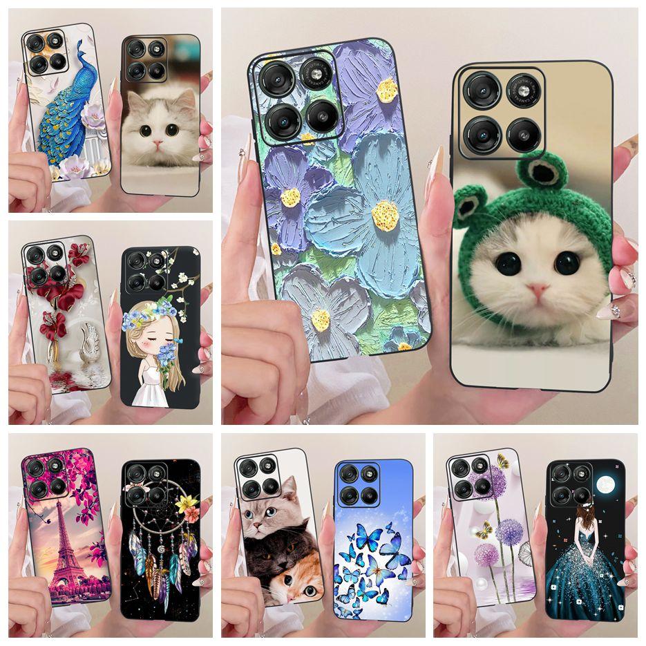 For Motorola Moto G57 Power Case XT2537-5 Cute Cat Flowers Painted Cover Soft TPU Phone Cases For Moto G67 Power G57Power Fundas