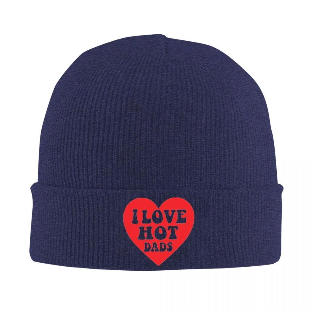 New I Love Hot Dads Knitted Hat Beanie Autumn Winter Hat Warm Casual Caps For Unisex Women