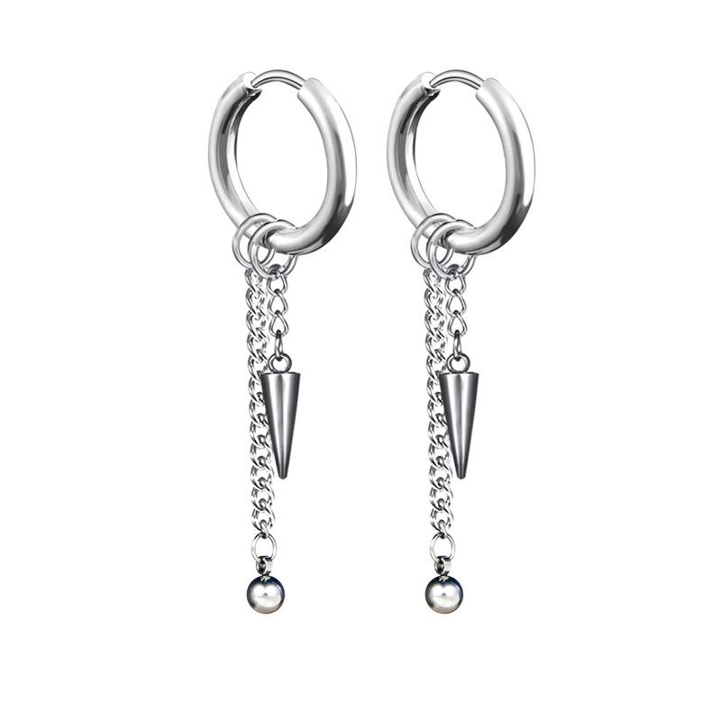 Newest 1 Pair Stainless Steel Cross Pendant Dangle Long Tassel Unisex Hoop Earrings Men/Women Punk Gothic Zircon Best Gifts