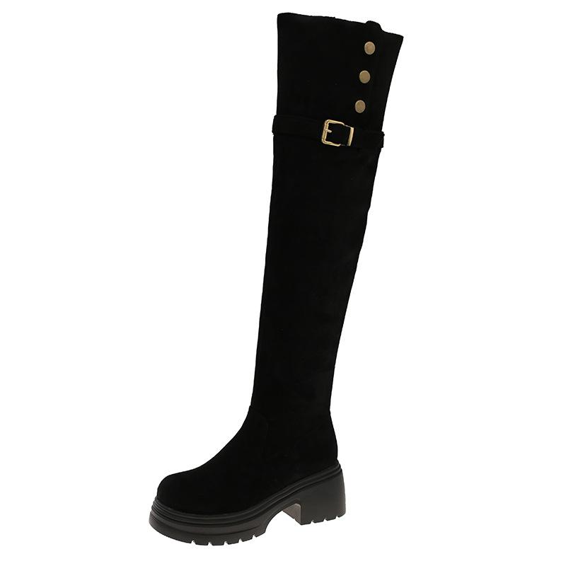 6300-1 Huiliya High-heeled Knee Boots Children's Long Boots Thick-soled Thick-heeled 2025 New Autumn and Winter Thin Tall Tube