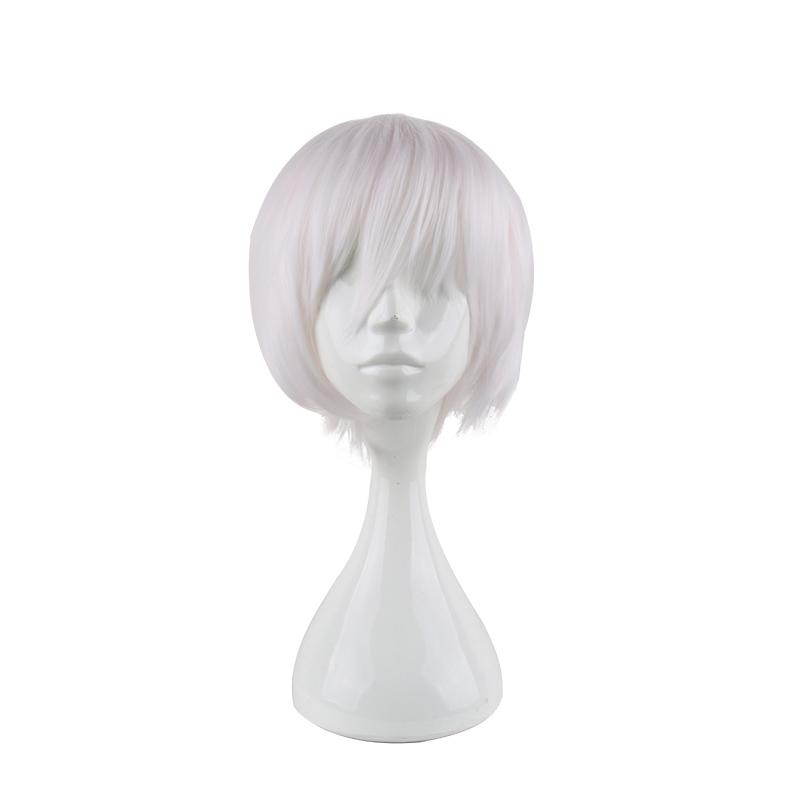 IDOLiSH7 Kujou Tenn Cosplay Wig Pale White Short Layered Side Bang Synthetic Hair Anime Costume Hair for Cosplay Carnival Party (White,12 inches)