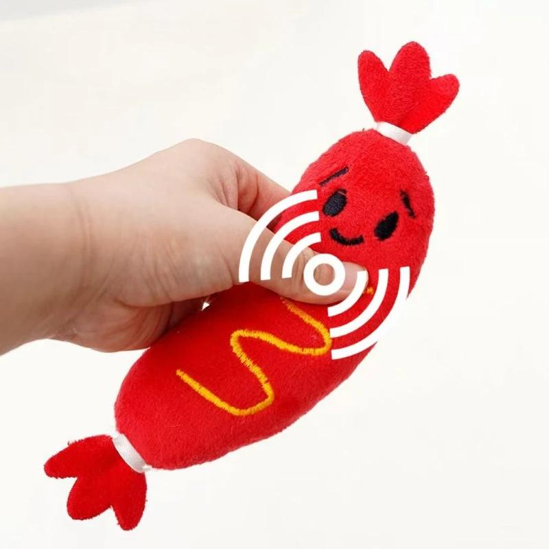 1pc Dog Plush Toy Interactive Simulation Sound Bell Puppy Toy Funny Cute Bite-resistance Squeak Pet Dog Teeth Cleaning Chew Toys