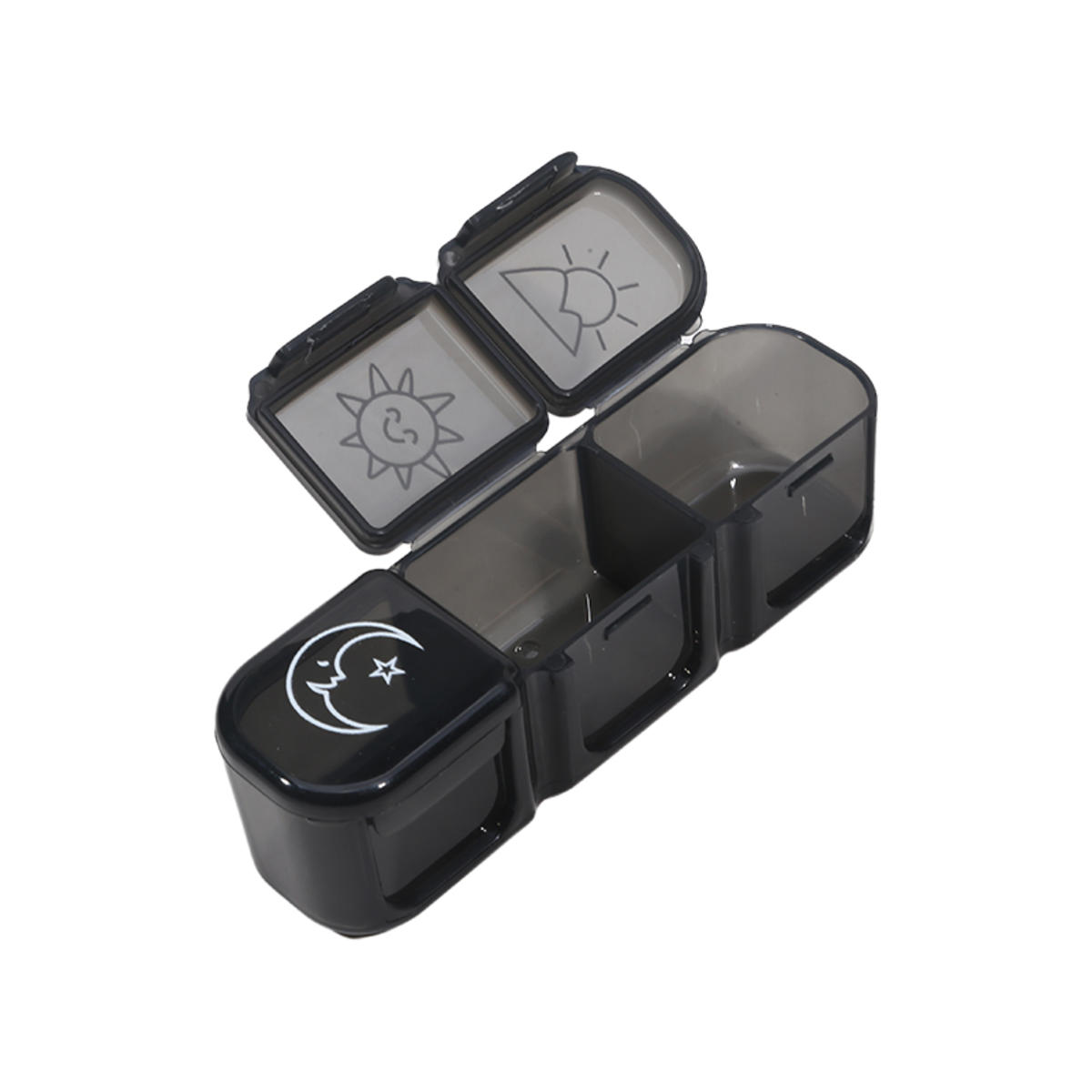 

Портативный органайзер для путешествий с тремя сетками, утренний и ночной держатель для рыбьего жира, контейнер для хранения, разноцветный раздельный контейнер чёрный