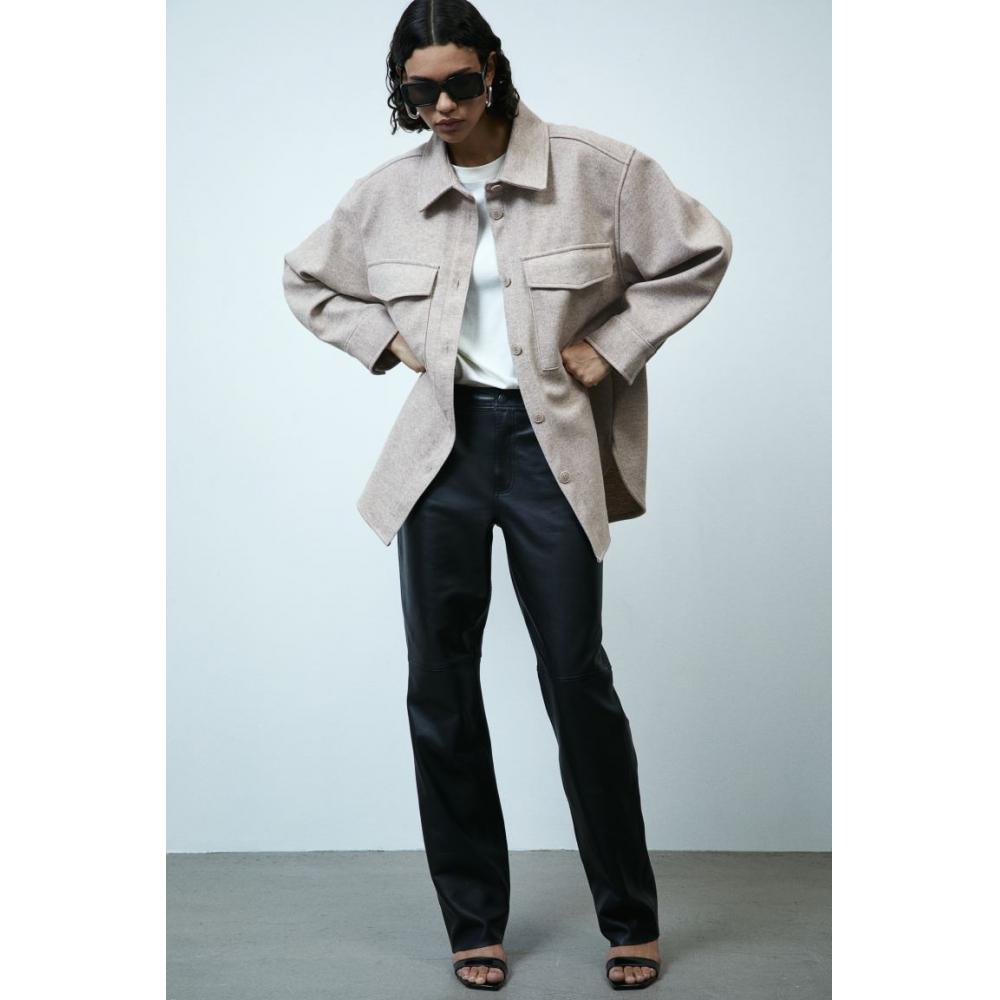 

Куртка-рубашка HM оверсайз бежевый меланж