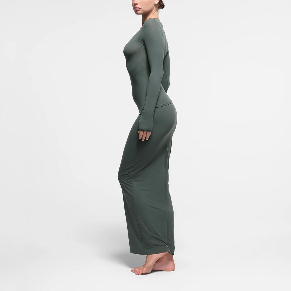 Skims Fits Everybody Long Sleeve T-Shirt Soft Round Neck Pullover Regular T-Shirt Women tops Deep-Sea AP-TSH-0650-DPS