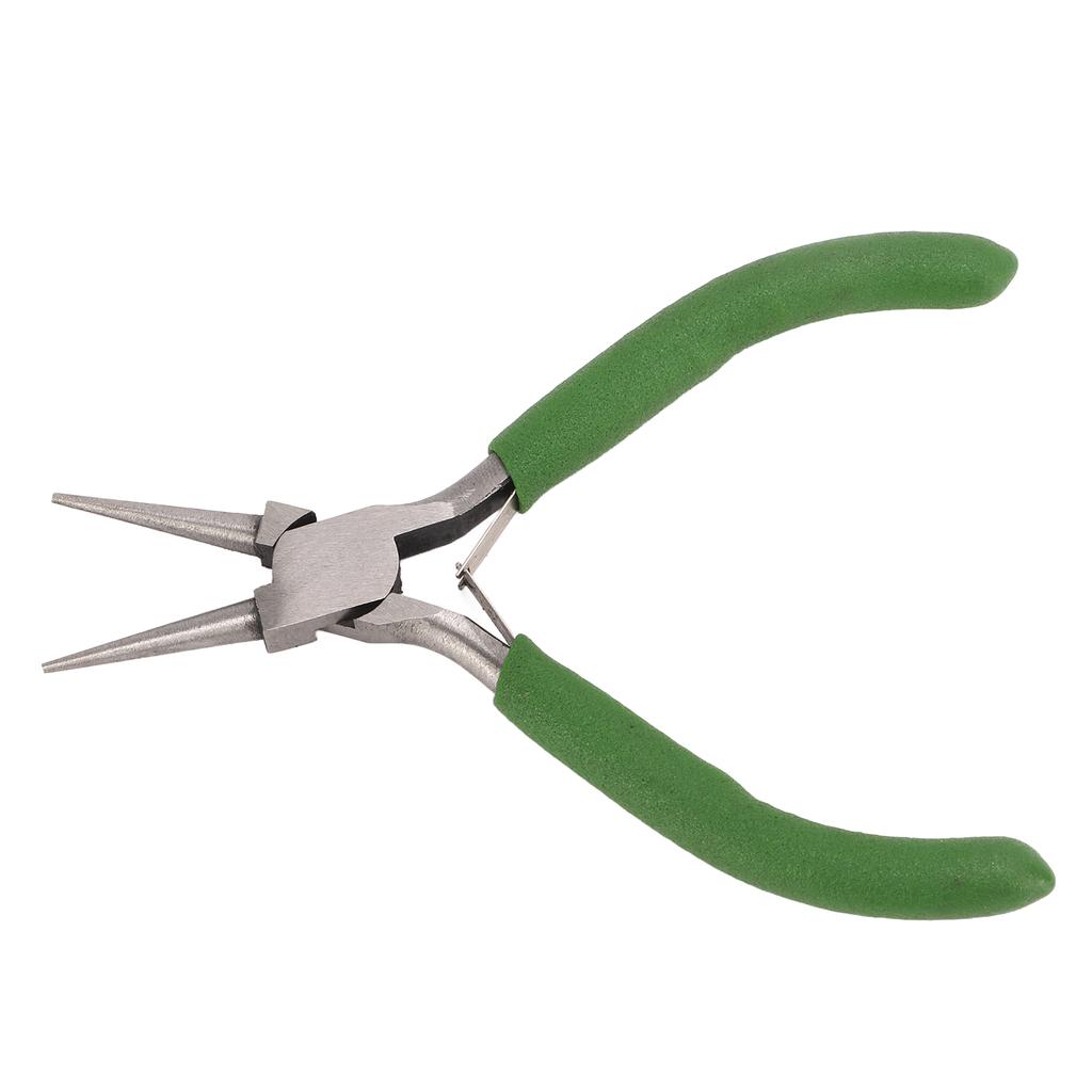Round Nose Pliers Green Nonslip Handle Effort Saving Carbon Steel Sturdy Rustproof Durable Widely
