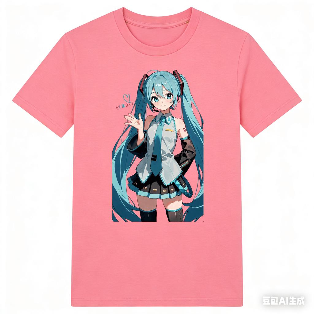 New Street Animation Surrounding Hatsune Miku Unisex And Unisexs Large Loose Breathable Cotton Fashionable Tshirts