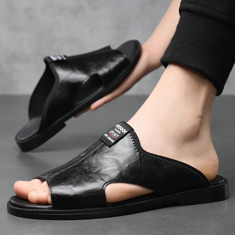 Léto 2025 Nové Pánské Pantofle Luxusní Kožené Pánské Sandály Pohodlná Měkká Podrážka Plážová Obuv Módní Vysoká Kvalita Pánské Ploché Sandály