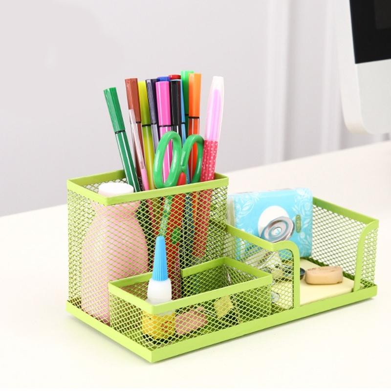3 Compartments Pen Holders Desk Organizer Large Capacity Pencil Holders Pencil Storage Box Office Supplies For Home