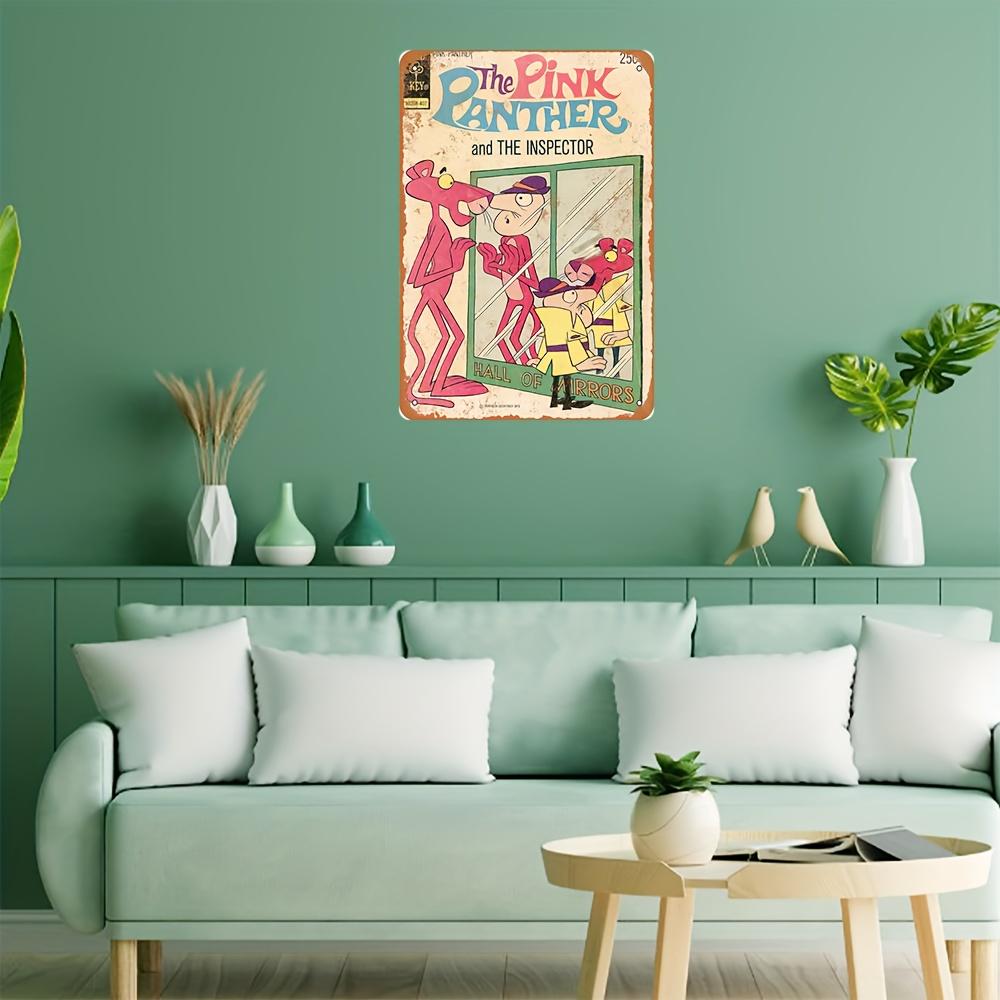 One piece aluminum plaque, "Pink Panther and Detective", (8x12 inches/20cm*30cm), perfect home decorations for bathroom