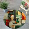 Flannel Printed Round Rug With Abstract Guitar Design For Home Decor Soft Floor Mat Music Art Theme Boho Style