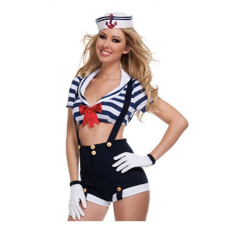 

Новые полоски и комбинезоны темно-синяя одежда, матросская одежда, косплей матросская форма, костюм DS для ночного шоу one size fits all синий