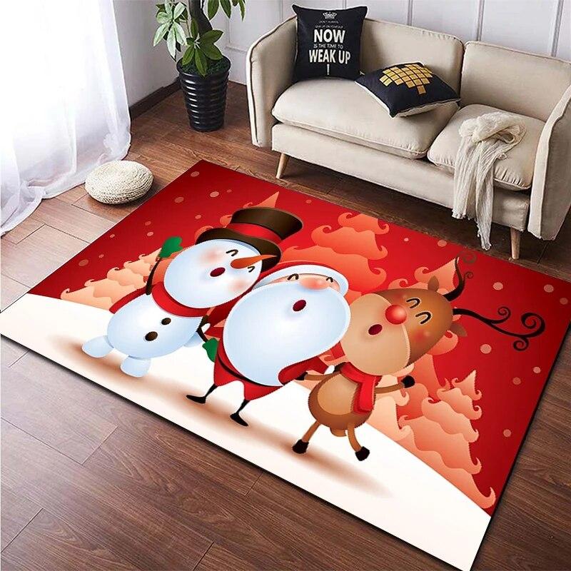 Weihnachten HD-bedruckter großer Teppich, Teppich für Wohnzimmer, Schlafzimmer, Sofa-Dekoration, rutschfeste Fußmatten, Dropshipping Alfombras