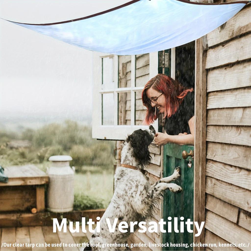 1 stk. kraftig gjennomsiktig vanntett presenning - UV- og ripebestandig, ideell for drivhus, balkonger og utendørs beskyttelse