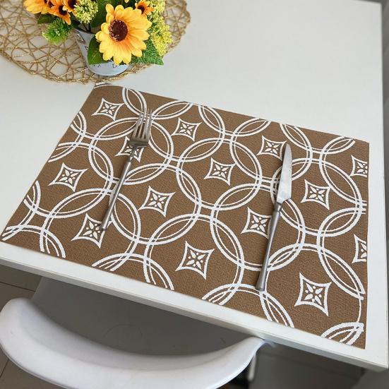 Vintage Placemat Heat-Resistant Non-slip PVC Heat Insulation Rectangle Dining Table Protection Decoration Pad Kitchen Supplies