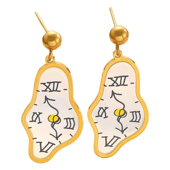1 Paar Damenohrringe Leichte Schmelzende Uhr Design Hängeohrringe Künstlerisches Römisches Zifferblatt Muster Lange Ohrringe Schmuck Geschenk